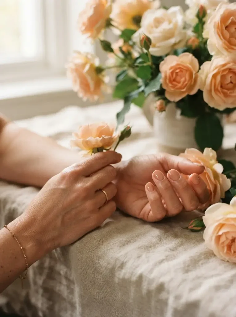 9. Peachy Nude Birthday Nails