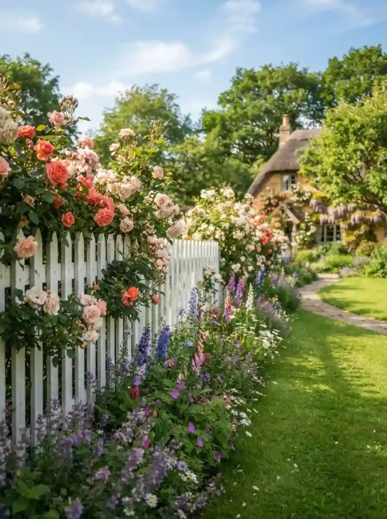 9. Rose Garden With White Picket Fencing