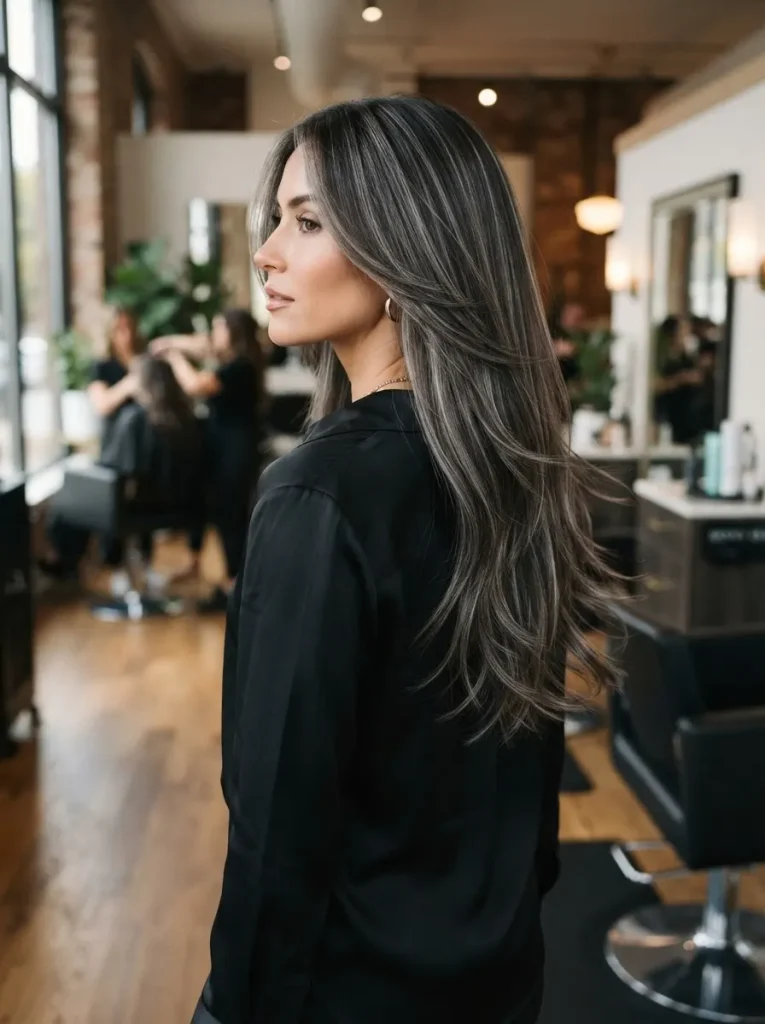 9. Silver Highlights on a Layered Haircut