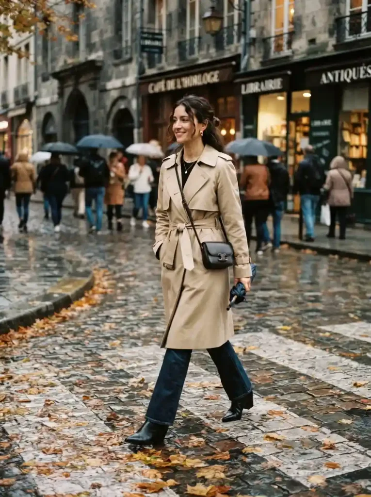 9. Trench Coat and Pointed Ankle Boots
